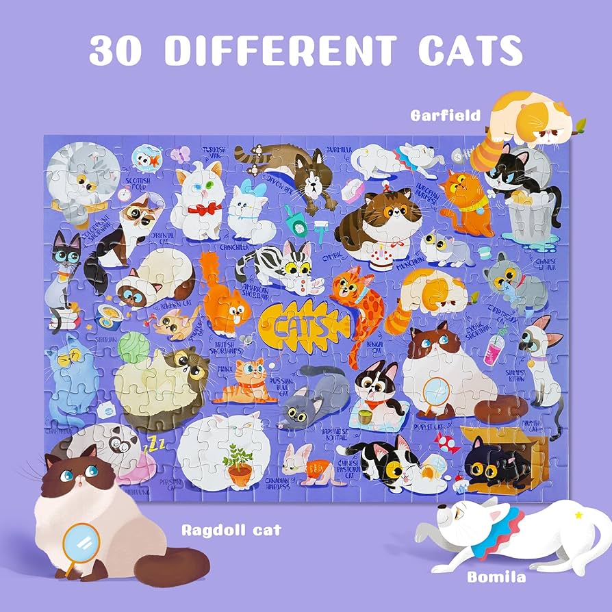 TOI Cat's Family Puzzle for Kids Ages 3-5, 200 Pieces Cats